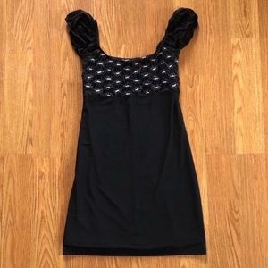Black Mesh Floral Embroidered Dress